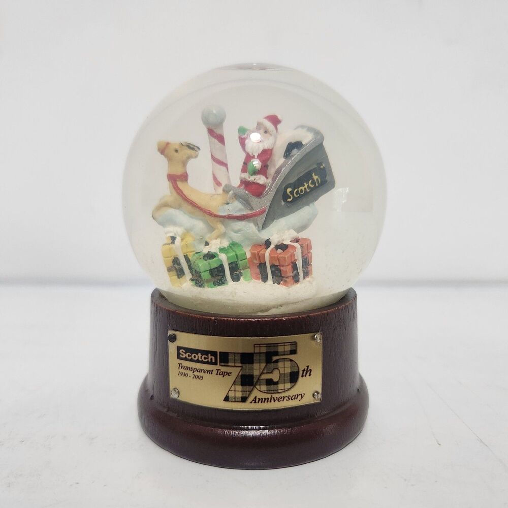Scotch Tape 75th Anniversary Santa Christmas 3.5" Advertising Snowglobe 2005